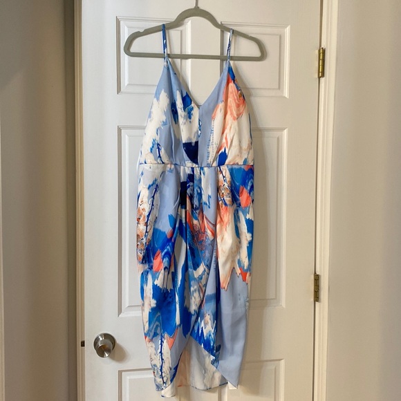 Chelsea Print Faux Wrap Dress floral flower wedding bridal baby shower worship - Picture 2 of 2